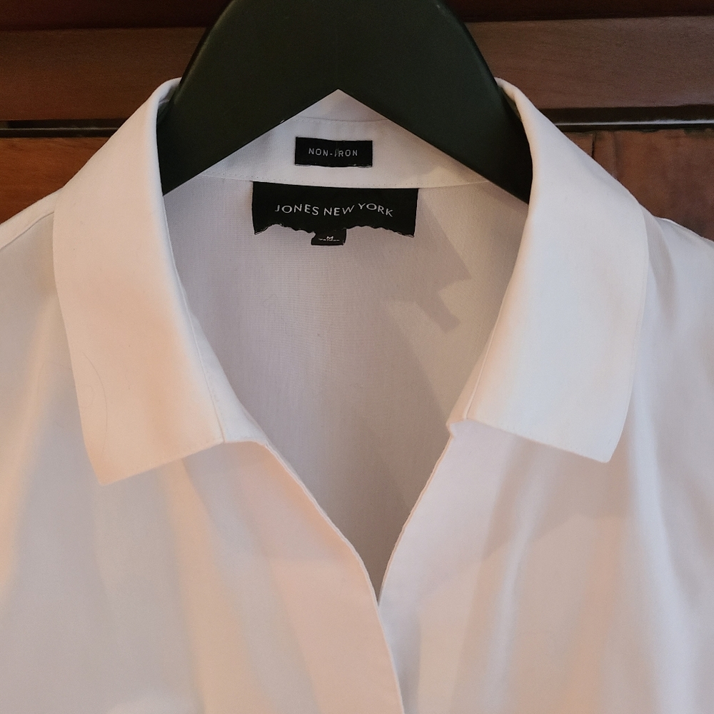 Jones New York White Blouse, Non-Iron, 100% Cotton